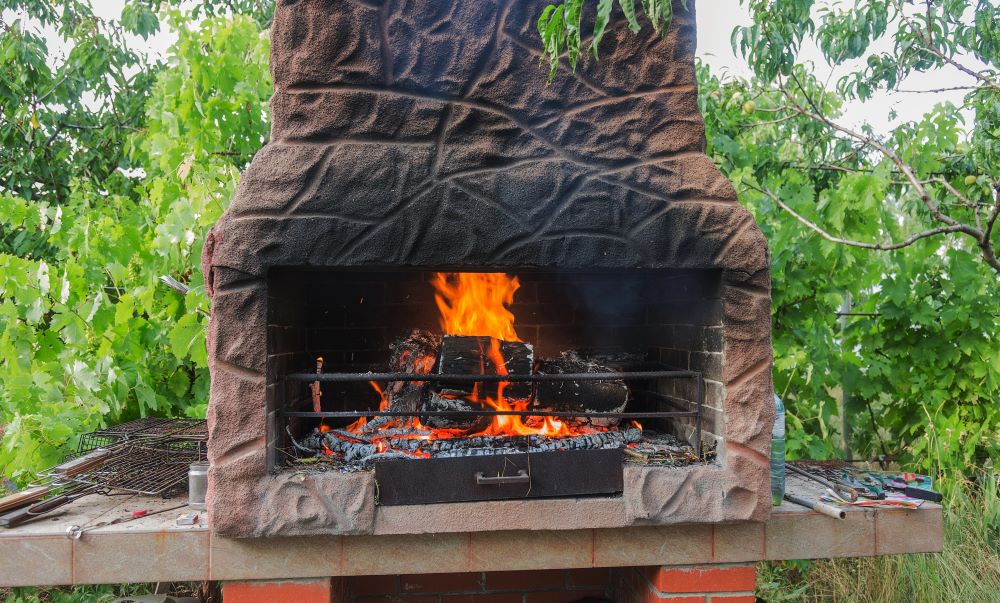 woodburner with fire going